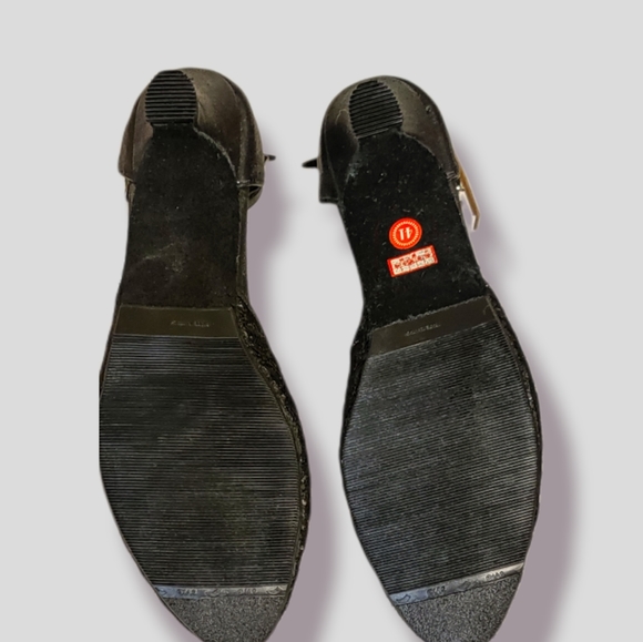 Italian Small Heel Sparkly Black Dance Shoes with Ankle Strap and Buckle - Picture 4 of 9